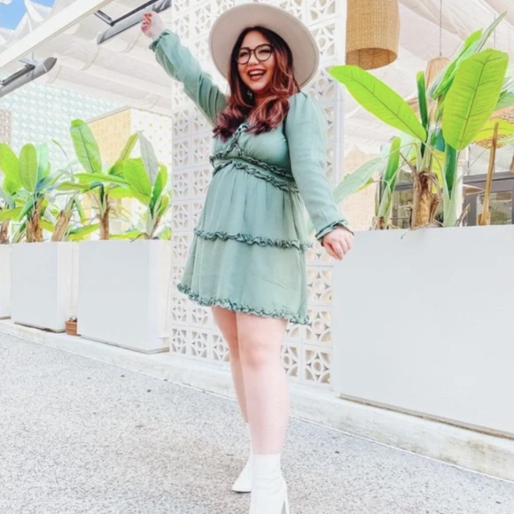 Exaggerated Ruffled Long Sleeve Dresses